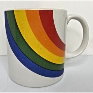 Vintage 1984 Ceramic Rainbow Pen Pencil Mug F.T.D. Made In Korea Not for Food